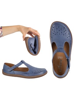 Damskie buty barefoot ze skóry naturalnej 1283 granatowe ze sklepu butyolivier w kategorii Półbuty damskie - zdjęcie 181954887
