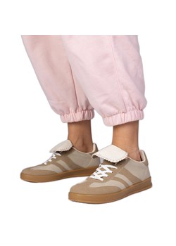 Beżowe sneakersy trampki damskie sportowe beżowy ze sklepu ButyModne.pl w kategorii Buty sportowe damskie - zdjęcie 181955236