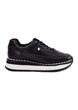 Skórzane Sneakersy Damskie Na Platformie Big Star RR274A335 Czarne - id: 223868 - marki BIG STAR - 181955317 Skórzane Sneakersy Damskie Na Platformie Big Star RR274A335 Czarne ze sklepu ButyModne.pl w kategorii Buty sportowe damskie - zdjęcie 181955317