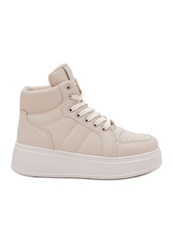 Evento Wysokie Sneakersy Damskie Na Platformie Beżowe beżowy ze sklepu ButyModne.pl w kategorii Buty sportowe damskie - zdjęcie 181955365