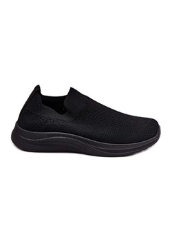 Materiałowe Wsuwane Buty Sportowe Damskie Czarne ze sklepu ButyModne.pl w kategorii Buty sportowe damskie - zdjęcie 181955468