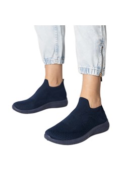 Granatowe sneakersy sportowe ze skarpetkową cholewką niebieskie ze sklepu ButyModne.pl w kategorii Buty sportowe damskie - zdjęcie 181955689
