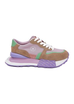 Zamszowe Sneakersy Damskie Na Platformie Big Star RR274815 HI-POLY System Różowe ze sklepu ButyModne.pl w kategorii Buty sportowe damskie - zdjęcie 181955947
