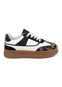 Shelvt Sneakersy czarno białe z wstawkami w panterkę ze sklepu ButyModne.pl w kategorii Buty sportowe damskie - zdjęcie 181956105