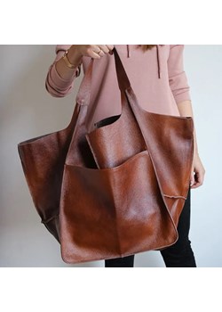 Duża torba shopper z kieszenią - Brązowy ze sklepu Intimica.pl w kategorii Torby Shopper bag - zdjęcie 181960189