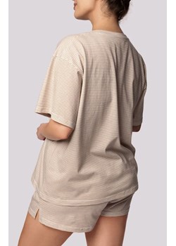 Mona bawełniana piżama damska ecru plus size Stripe Short Sleeve, Kolor ecru, Rozmiar 2XL, Mona ze sklepu Primodo w kategorii Piżamy damskie - zdjęcie 181962386