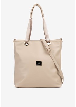 Beżowa Torebka Typu Shopperka Ozdobiona Metalicznymi Aplikacjami Gonevia ze sklepu renee.pl w kategorii Torby Shopper bag - zdjęcie 181968169
