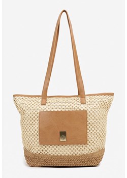 Beżowa Torebka Typu Shopper z Plecionką Felarena ze sklepu renee.pl w kategorii Torby Shopper bag - zdjęcie 181968266