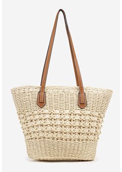 Beżowa Pleciona Torebka Typu Shopper Ulolana ze sklepu renee.pl w kategorii Torby letnie - zdjęcie 181968299