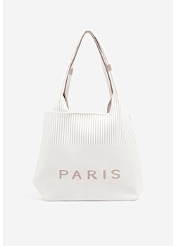 Biała Trapezowa Torebka Typu Shopper z Ozdobnym Napisem Salirenia ze sklepu renee.pl w kategorii Torby Shopper bag - zdjęcie 181968329