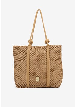 Ciemnobeżowa Pleciona Torebka Shopperka Revine ze sklepu born2be.pl w kategorii Torby Shopper bag - zdjęcie 181968547