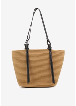 Ciemnobeżowa Bawełniana Torebka Shopper z Szydełkowym Wzorem Luniatena ze sklepu born2be.pl w kategorii Torby Shopper bag - zdjęcie 181968589