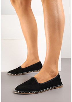 Czarne Espadryle Balerinki z Ozdobnymi Przeszyciami Firavione ze sklepu born2be.pl w kategorii Espadryle damskie - zdjęcie 181972926