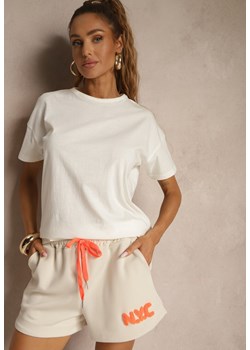 Beżowy Bawełniany T-shirt o Kroju Oversize Zilona ze sklepu renee.pl w kategorii Bluzki damskie - zdjęcie 181973717