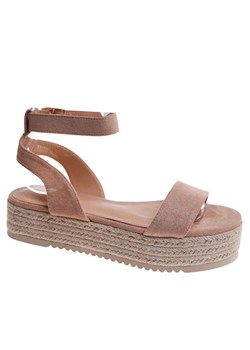 Beżowe damskie sandały na platformie /C2-1 17694 G145/ ze sklepu Pantofelek24.pl w kategorii Espadryle damskie - zdjęcie 181981049