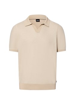 BOSS Męska koszulka polo - Jianluca Mężczyźni Bawełna beżowy wypukły wzór tkaniny ze sklepu vangraaf w kategorii T-shirty męskie - zdjęcie 181981085