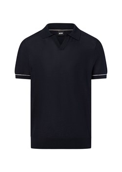 BOSS Męska koszulka polo - Jianluca Mężczyźni Bawełna granatowy wypukły wzór tkaniny ze sklepu vangraaf w kategorii T-shirty męskie - zdjęcie 181981086