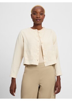 Marie Lund Lniana bluzka damska na lato Kobiety len beżowy jednolity ze sklepu vangraaf w kategorii Marynarki damskie - zdjęcie 181981275