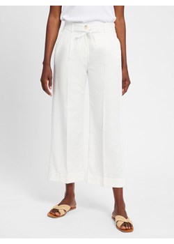 Opus Spodnie z lnem - Meeri french Kobiety Bawełna biały jednolity ze sklepu vangraaf w kategorii Spodnie damskie - zdjęcie 181981398
