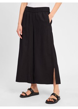comma casual identity Damskie spodnie materiałowe z zawartością lnu Kobiety len czarny jednolity ze sklepu vangraaf w kategorii Spodnie męskie - zdjęcie 181981408