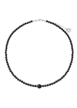 Turmalinowy choker naszyjnik czarne fasetowane kulki turmalinu i moneta ze sklepu manoki.pl w kategorii Naszyjniki - zdjęcie 181982806