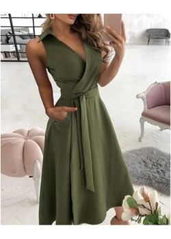 Elegancka sukienka midi bez rękawów - Zielony S ze sklepu Intimica.pl w kategorii Sukienki - zdjęcie 181983526
