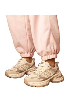 Beżowe sneakersy sportowe na masywnej podeszwie beżowy ze sklepu ButyModne.pl w kategorii Buty sportowe damskie - zdjęcie 181984778