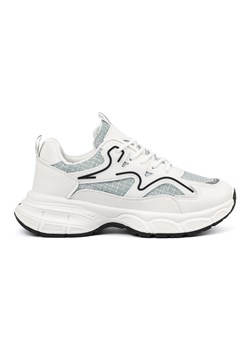 Shelvt Biało zielone sneakersy z ozdobnymi wstawkami białe ze sklepu ButyModne.pl w kategorii Buty sportowe damskie - zdjęcie 181985156