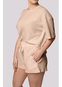 Mona bawełniana piżama damska beżowa Cozy Short Sleeve Plus Size, Kolor beżowy, Rozmiar 2XL, Mona ze sklepu Primodo w kategorii Piżamy damskie - zdjęcie 181986559