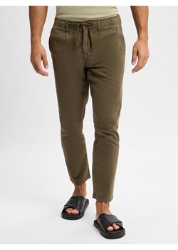 Lindbergh Męskie chinosy Mężczyźni len oliwkowy jednolity ze sklepu vangraaf w kategorii Spodnie męskie - zdjęcie 181990117