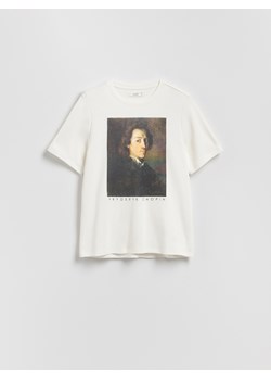 Reserved - T-shirt z nadrukiem - złamana biel ze sklepu Reserved w kategorii Bluzki damskie - zdjęcie 181991446