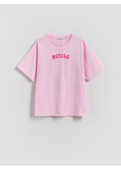 Reserved - T-shirt z nadrukiem na plecach - różowy ze sklepu Reserved w kategorii Bluzki dziewczęce - zdjęcie 181991615