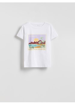Reserved - Bawełniany t-shirt z nadrukiem - biały ze sklepu Reserved w kategorii Bluzki damskie - zdjęcie 181991747