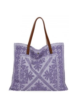 Włoska Torebka Shopper bag w Modne Wzory 5887 Jasno Fioletowa ze sklepu PaniTorbalska w kategorii Torby Shopper bag - zdjęcie 181995057