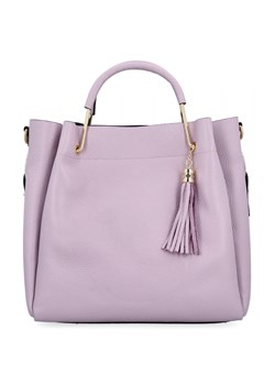 Elegancka Torebka Skórzana Włoski Kuferek z Kosmetyczką 5702 Jasno Fioletowa ze sklepu PaniTorbalska w kategorii Torby Shopper bag - zdjęcie 181995116