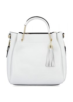 Elegancka Torebka Skórzana Włoski Kuferek z Kosmetyczką 5702 Biała ze sklepu PaniTorbalska w kategorii Torby Shopper bag - zdjęcie 181995147