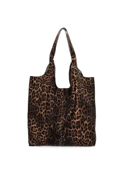 Włoska Torebka Skórzana Shopper Bag z Kosmetyczką 165 Brązowa ze sklepu PaniTorbalska w kategorii Torby Shopper bag - zdjęcie 181995189