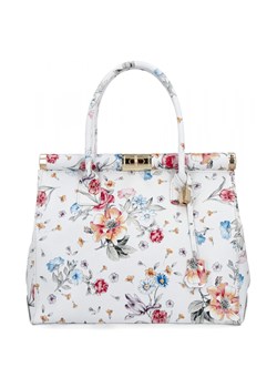 Modna Torebka Skórzana Włoski Kuferek we Wzory 800-F Biała ze sklepu PaniTorbalska w kategorii Torby Shopper bag - zdjęcie 181995205