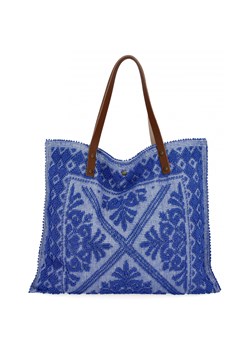 Włoska Torebka Shopper bag w Modne Wzory 5887 Kobaltowa ze sklepu PaniTorbalska w kategorii Torby Shopper bag - zdjęcie 181995216