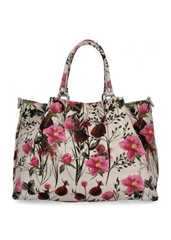 Modna Torebka Skórzana Kuferek w Kwiaty 515-F Różowa/Bordowa ze sklepu PaniTorbalska w kategorii Torby Shopper bag - zdjęcie 181995369