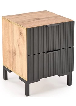 Szafka nocna nowoczesna dąb craft + czarny S5-S98 ze sklepu Edinos.pl w kategorii Stoliki i szafki nocne - zdjęcie 181996739