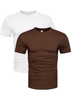 2-pak koszulek bawełnianych premium biały i brązowy Recea ze sklepu Recea.pl w kategorii T-shirty męskie - zdjęcie 181996838