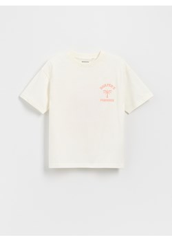 Reserved - Bawełniany t-shirt z nadrukiem - biały ze sklepu Reserved w kategorii T-shirty chłopięce - zdjęcie 181997067