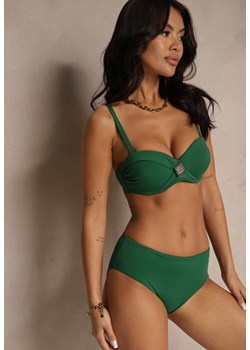 Ciemnozielone Bikini Biustonosz Ozdobiony Geometryczną Aplikacją i Majtki Figi Kinrina ze sklepu renee.pl w kategorii Stroje kąpielowe - zdjęcie 181999008