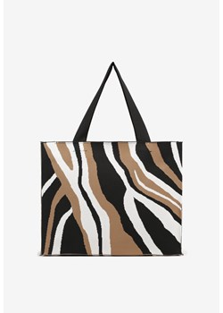 Brązowa Torebka Shopper w Nieregularne Paski Salinira ze sklepu renee.pl w kategorii Torby Shopper bag - zdjęcie 181999017