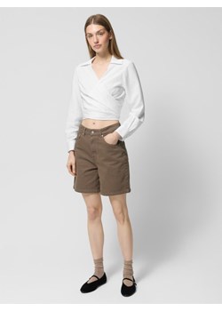 Damskie spodenki jeansowe Outhorn OTHWSS24TSHOF398 - brązowe ze sklepu Sportstylestory.com w kategorii Szorty - zdjęcie 181999447