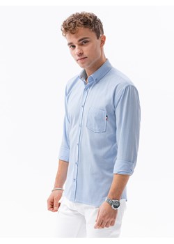 Koszula męska z długim rękawem SLIM FIT - błękitna V8 K643 ze sklepu ombre w kategorii Koszule męskie - zdjęcie 181999828