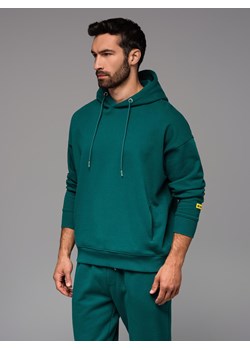 Dresowa bluza unisex z kieszeniami i kapturem – ciemnozielona V17 OU-SNBC-0105 ze sklepu ombre w kategorii Bluzy męskie - zdjęcie 181999847