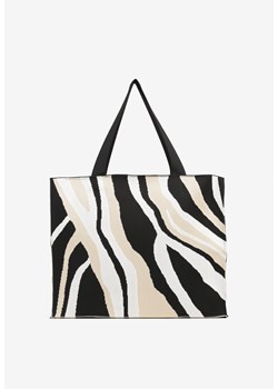 Beżowa Torebka Shopper w Nieregularne Paski Salinira ze sklepu renee.pl w kategorii Torby Shopper bag - zdjęcie 182001105