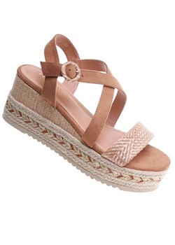 Karmelowe damskie sandały na platformie /G11-1 17680 G345/ ze sklepu Pantofelek24.pl w kategorii Espadryle damskie - zdjęcie 182001556